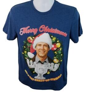 Official National Lampoons Christmas Vacation Ready to Stumble Blue Tshirt M